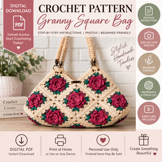 Granny Square Crochet Bag Pattern (Digital Download)