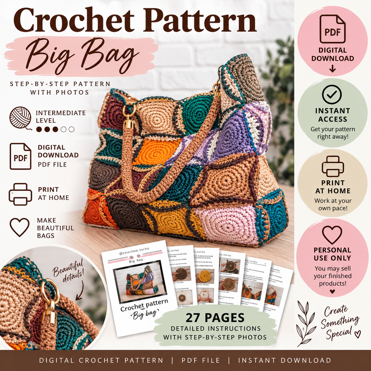 Crochet Big Bag Pattern (Digital Download)