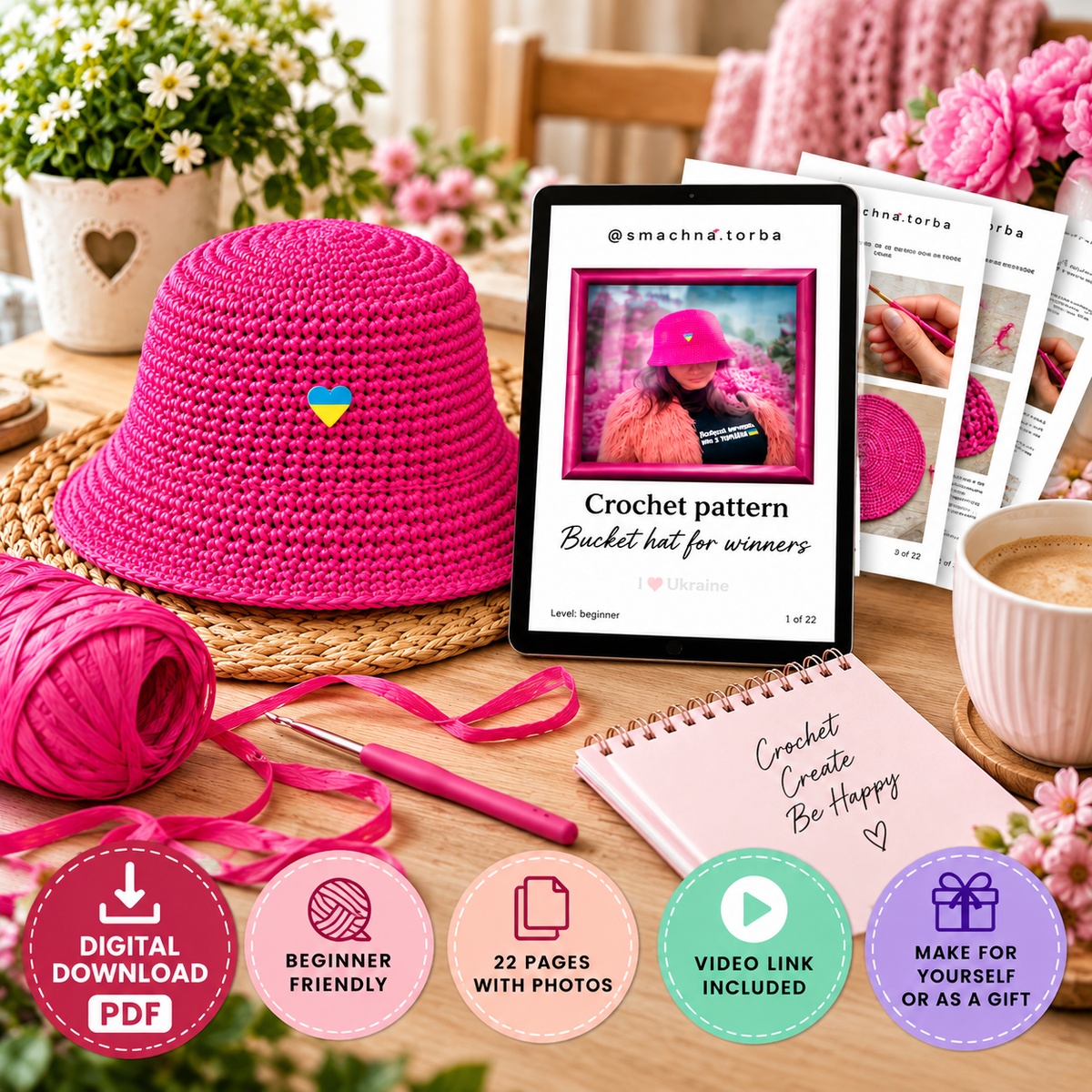 Crochet Bucket Hat Pattern (Digital Download)