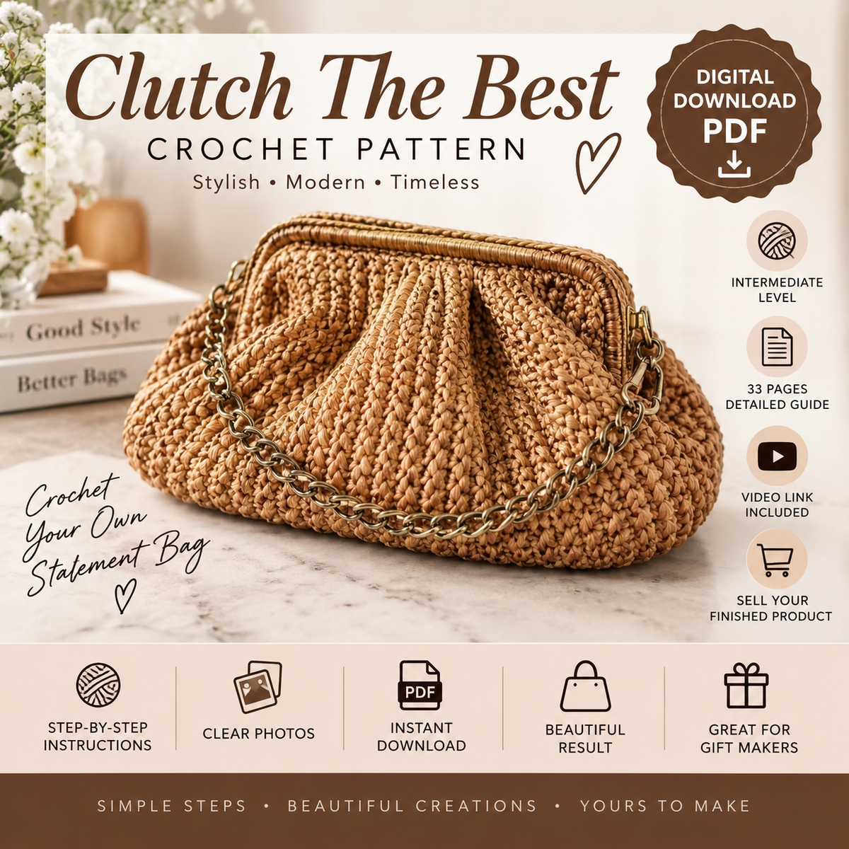 Clutch The Best Crochet Pattern (Digital Download)
