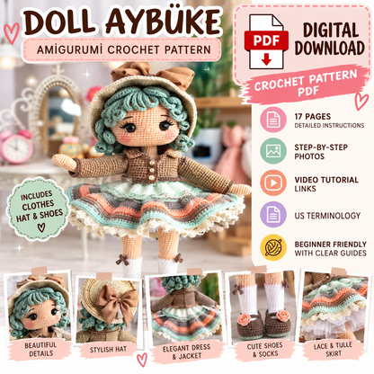 Doll Aybüke Amigurumi Crochet Pattern (Digital Download)