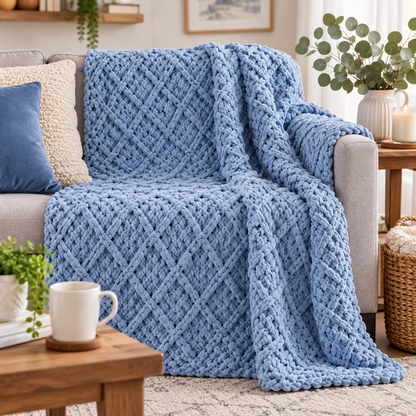 EZ Diamond Lattice Blanket Pattern (Chunky Blanket Digital Download)