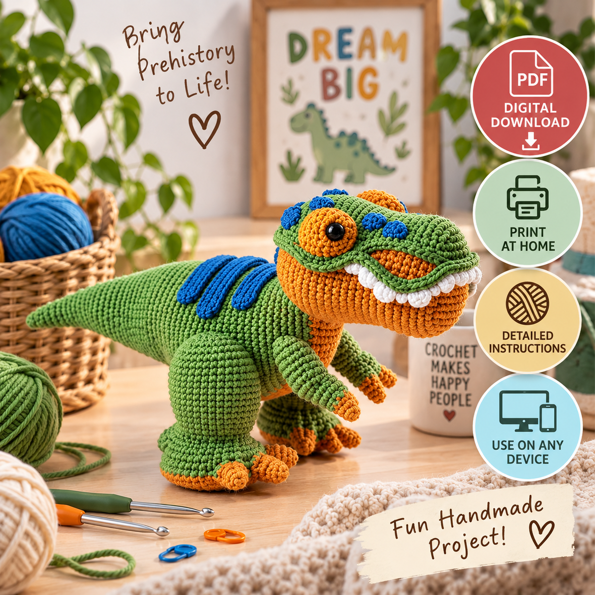 T-Rex Crochet Pattern (Digital Download)