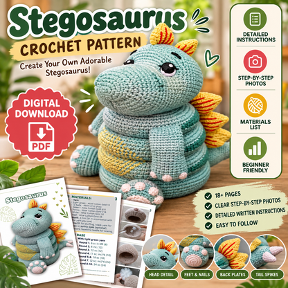 Stegosaurus Crochet Pattern (Digital Download)