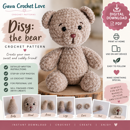 Disy the Bear Crochet Pattern (Digital Download)