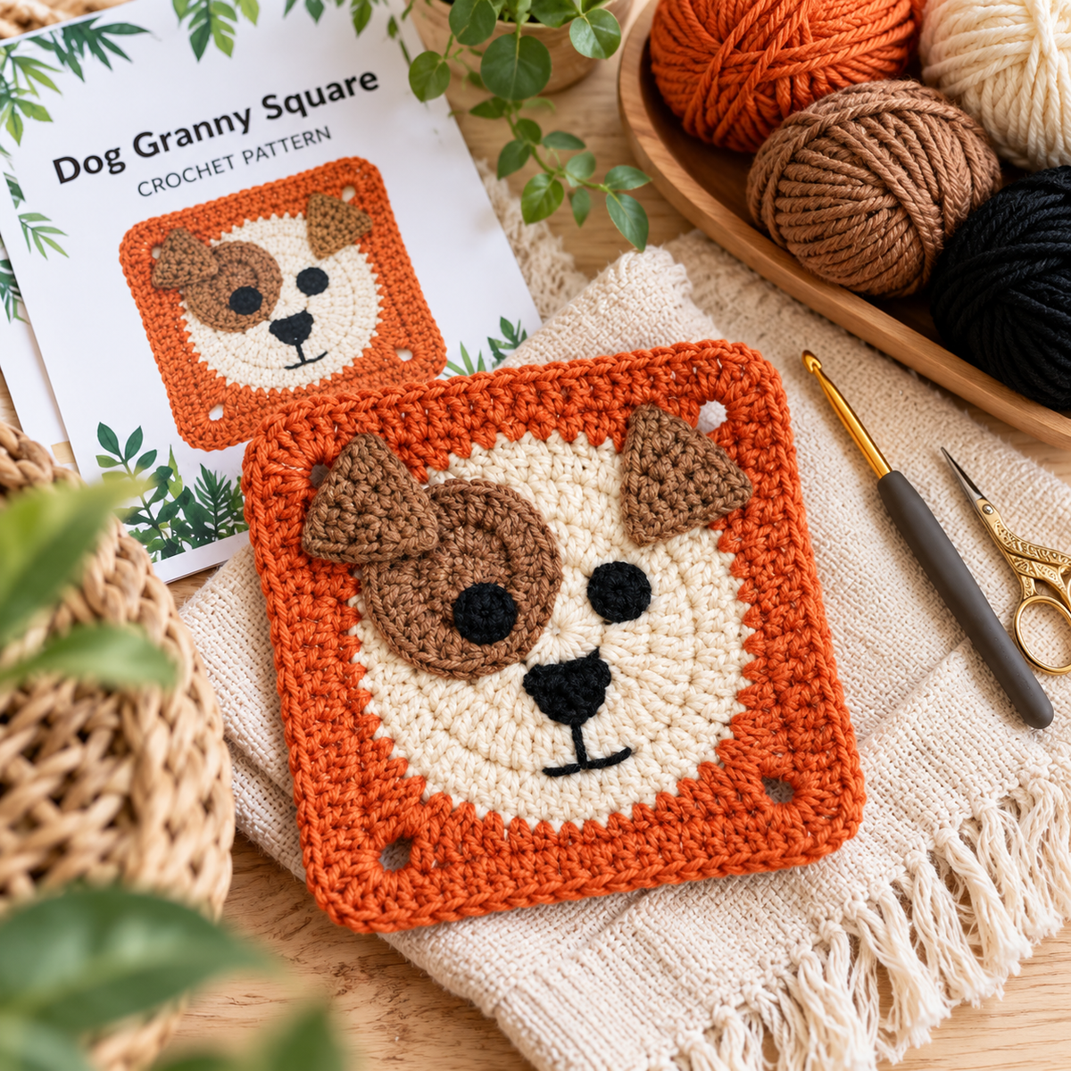 Dog Granny Square Crochet Pattern (Digital Download)