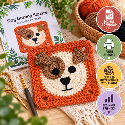 Dog Granny Square Crochet Pattern (Digital Download)