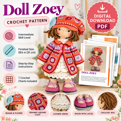 Doll Zoey Crochet Pattern (Digital Download)