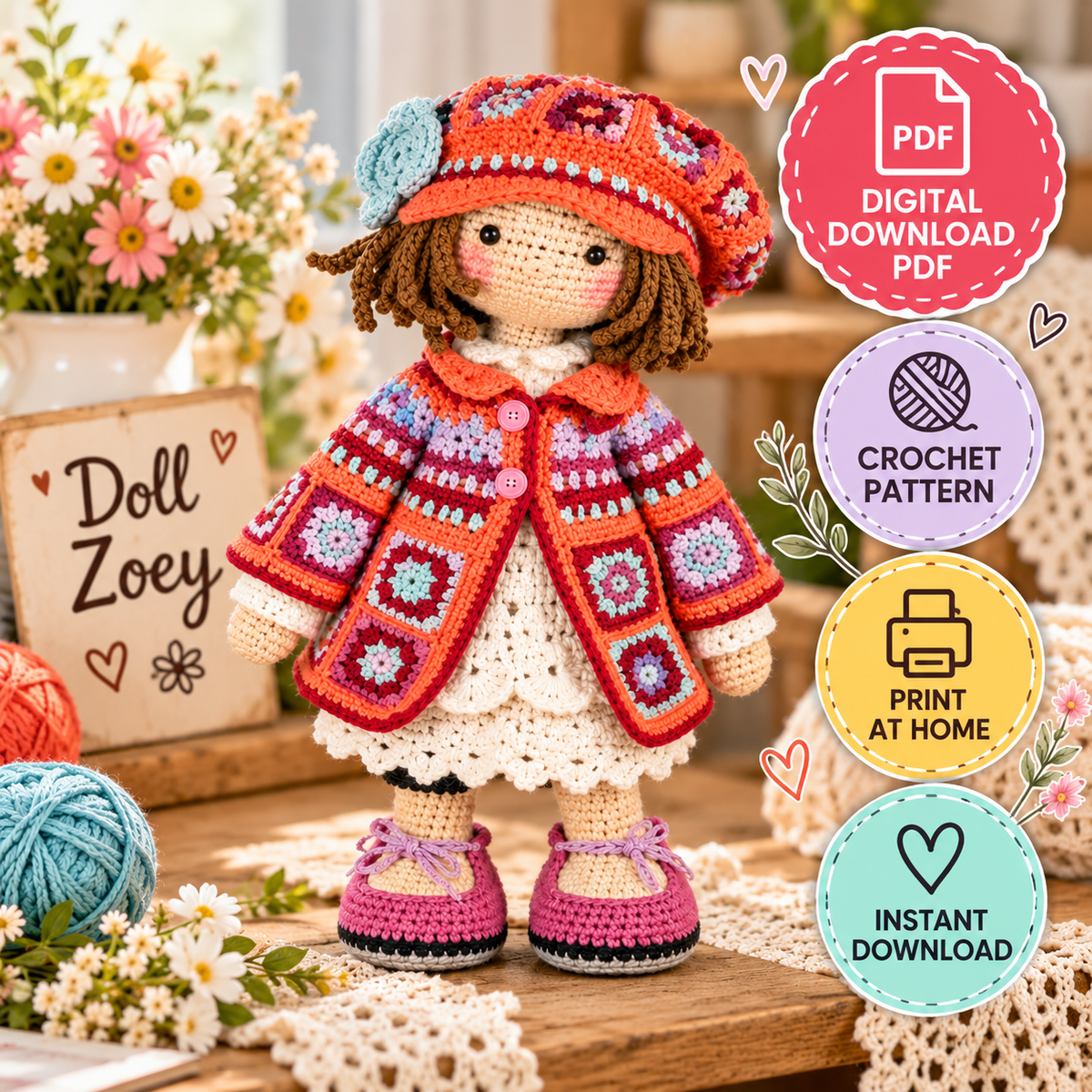 Doll Zoey Crochet Pattern (Digital Download)