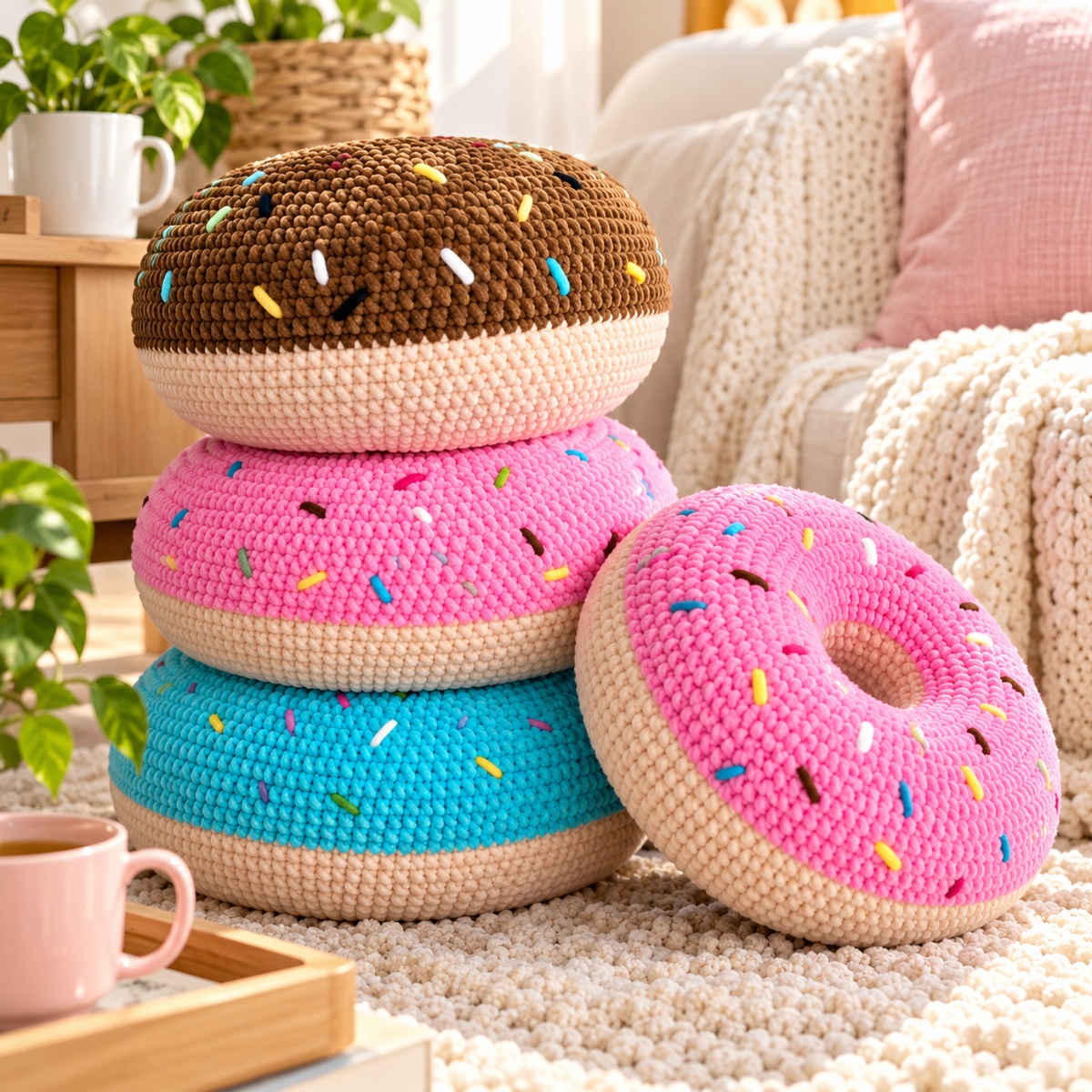 Crochet Donut Pillow Pattern (Digital Download)