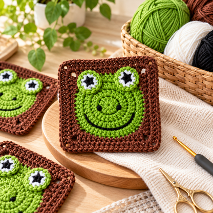 Frog Granny Square Crochet Pattern (Instant Digital Download)