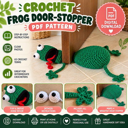 Crochet Frog Door Stopper Pattern (Digital Download)