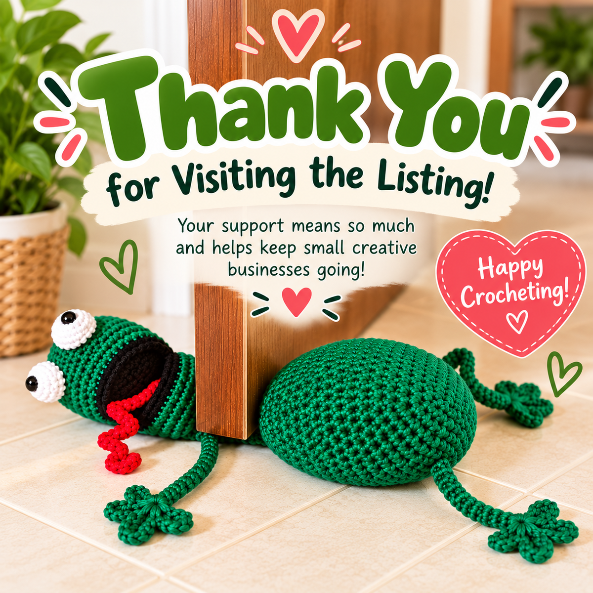Crochet Frog Door Stopper Pattern (Digital Download)