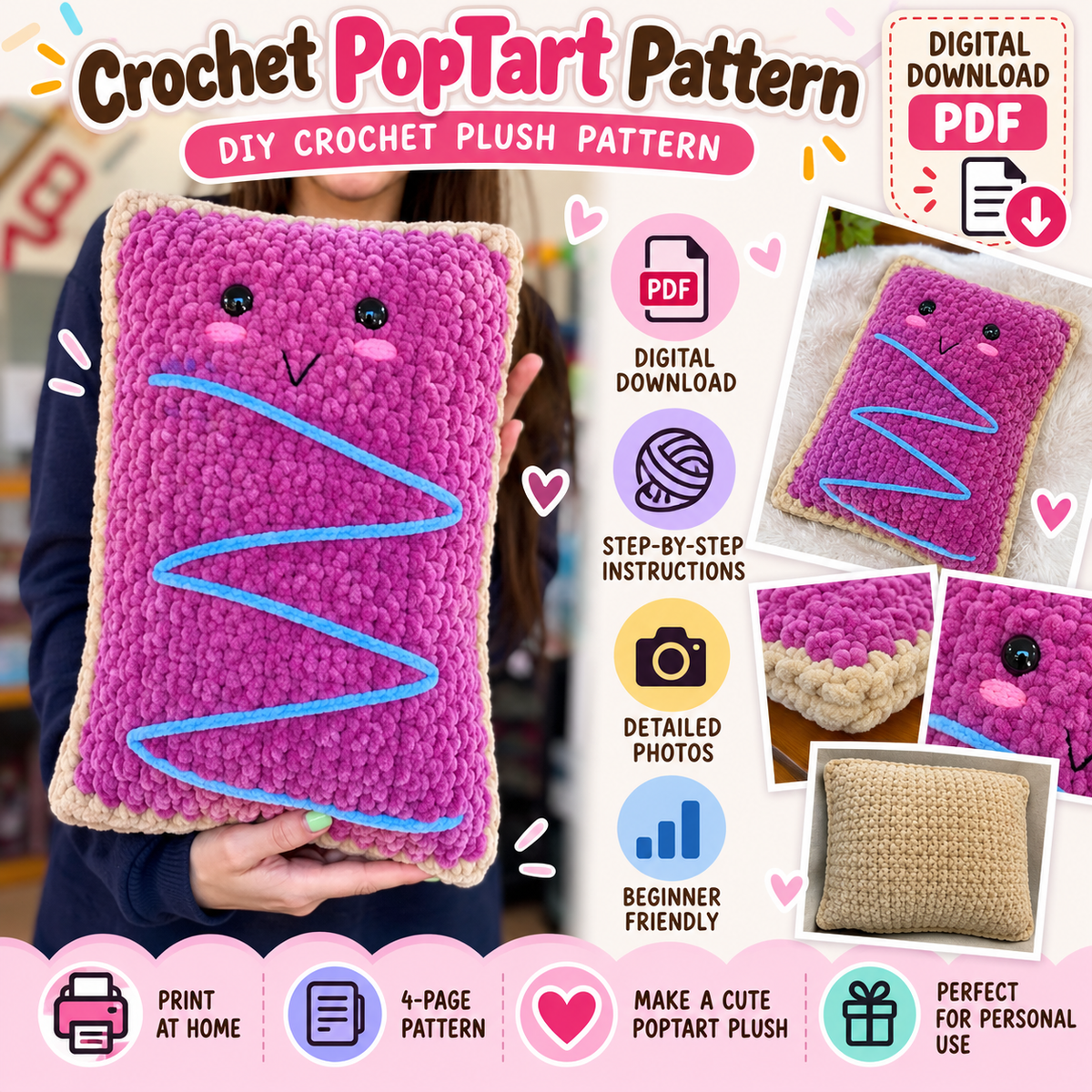 Crochet PopTart Pattern (Digital Download)