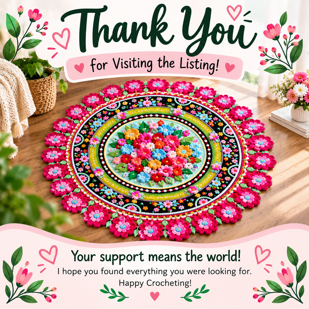 The Garden of Joy Crochet Rug Pattern (Digital Download)