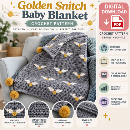 Golden Snitch Baby Blanket Crochet Pattern (Instant Digital Download)