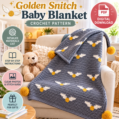Golden Snitch Baby Blanket Crochet Pattern (Instant Digital Download)
