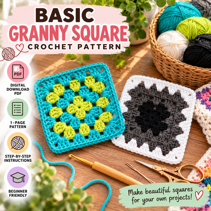 Basic Granny Square Crochet Pattern (Digital Download)