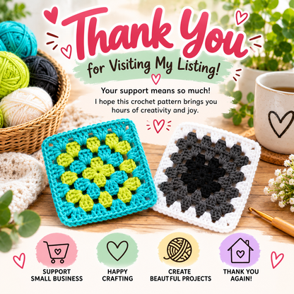 Basic Granny Square Crochet Pattern (Digital Download)