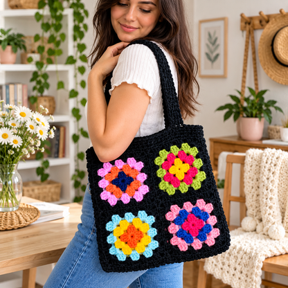 Granny Square Tote Bag Crochet Pattern (Digital Download)