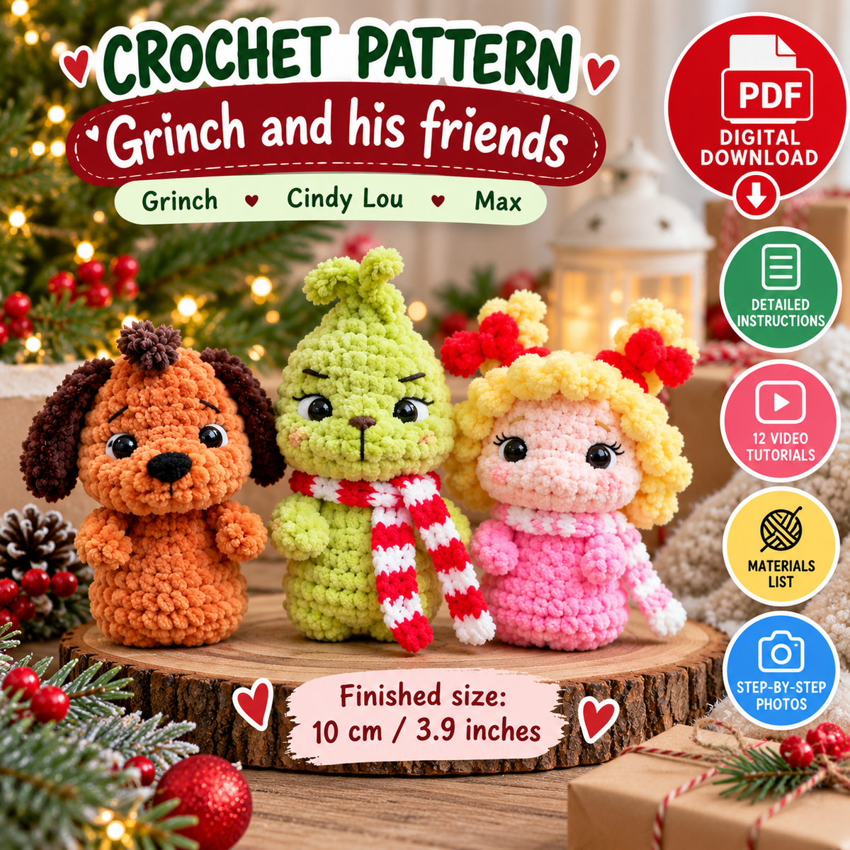 Grinch and His Friends Crochet Pattern (Instant Digital Download)