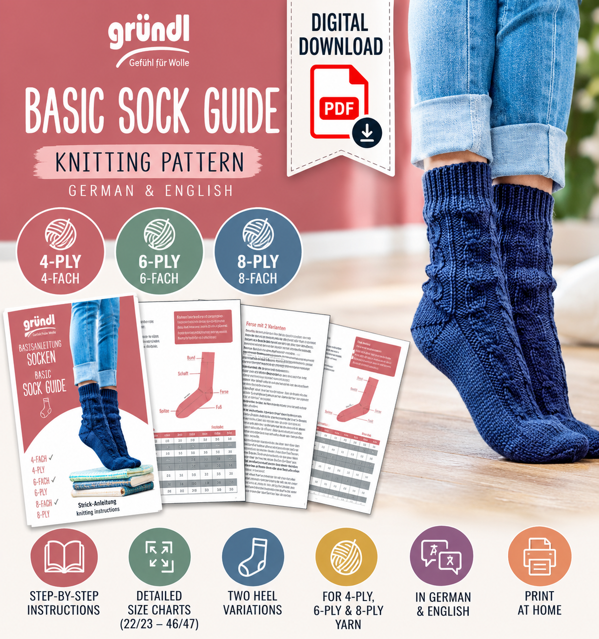 Basic Sock Knitting Pattern (Digital Download)