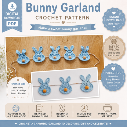 Bunny Garland Crochet Pattern | Easter Bunny Garland | (Digital Download)