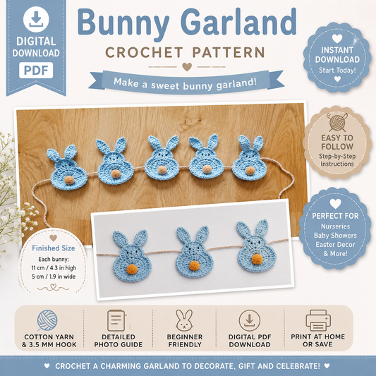 Bunny Garland Crochet Pattern | Easter Bunny Garland | (Digital Download)