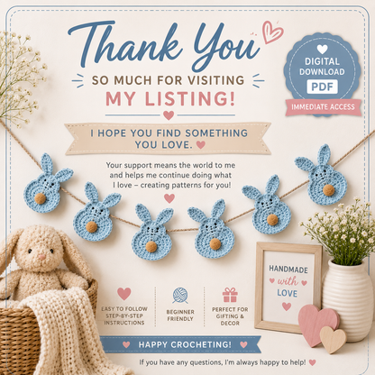Bunny Garland Crochet Pattern | Easter Bunny Garland | (Digital Download)