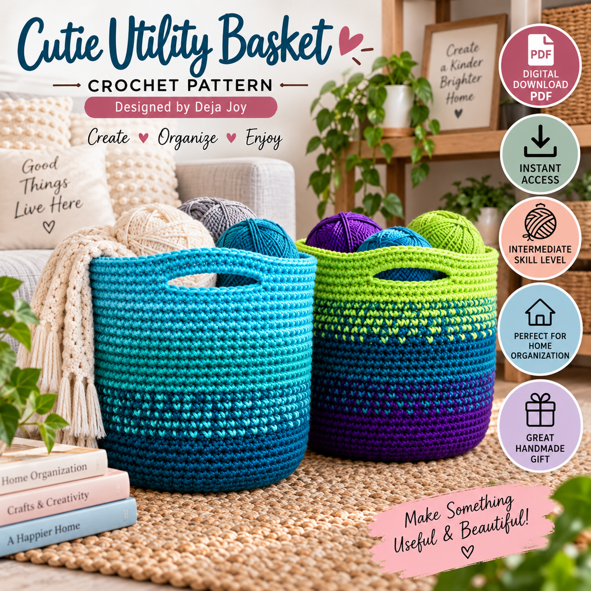 Cutie Utility Basket Crochet Pattern (Digital Download)